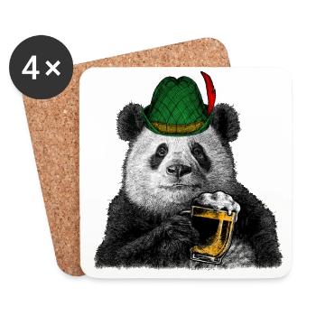 Panda with beer - Coasters (set of 4) - white - Front