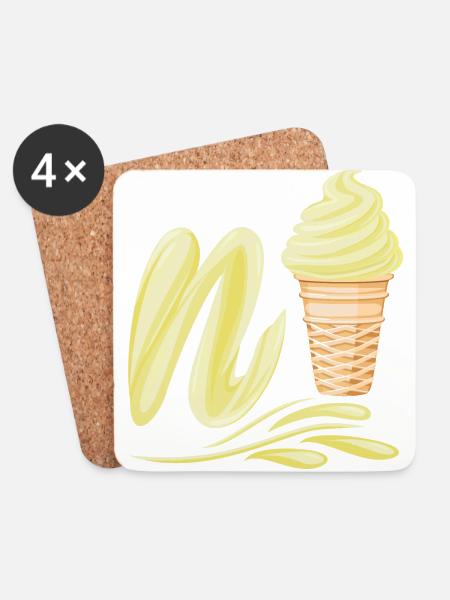 N'ice Softeis-Emoji mit Buchstaben N Vanille - Untersetzer (4er-Set) - Weiß
