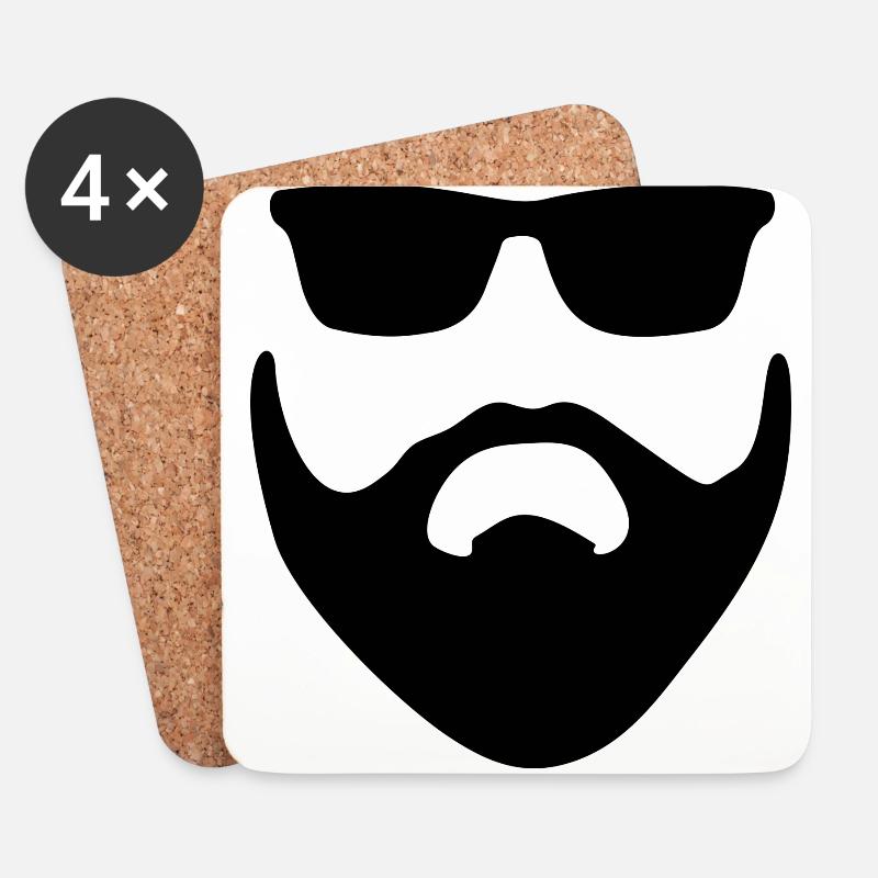 Bart mit Brille - Untersetzer (4er-Set) - Weiß