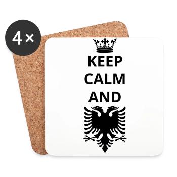 gift keep calm and ALBANIA png - Coasters (set of 4) - white - Front