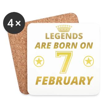 legends born geschenk geburtstag FEBRUARY 7 - Untersetzer (4er-Set) - Weiß - Vorne