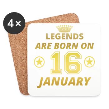 legends born geschenk geburtstag JANUARY 16 - Untersetzer (4er-Set) - Weiß - Vorne