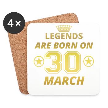 legends born geschenk geburtstag MARCH 30 - Untersetzer (4er-Set) - Weiß - Vorne