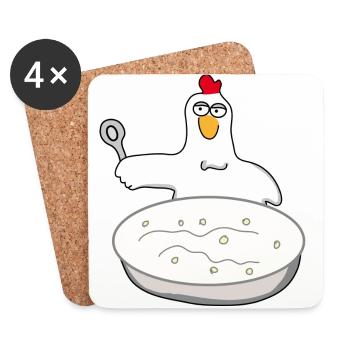Chicken soup Chicken | Cock | Hen | Cook Farmer - Coasters (set of 4) - white - Front
