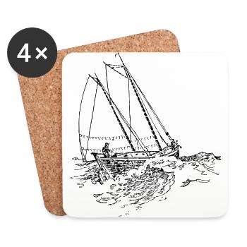 boat sailing boat uboot sailboat sailing yacht - Coasters (set of 4) - white - Front