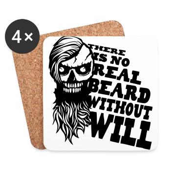 tete mort hipster citation barbe real beard will b - Dessous de verre (lot de 4) - blanc - Devant