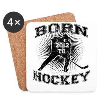 BORN TO HOCKEY GESCHENK GEBOREN ICE 2012 - Untersetzer (4er-Set) - Weiß - Vorne