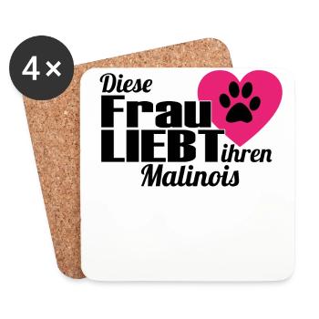 Diese Frau liebt ihren Hund Malinois - Untersetzer (4er-Set) - Weiß - Vorne
