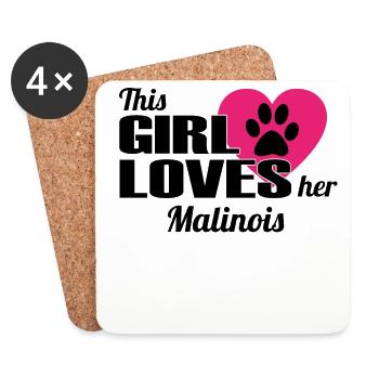 Pour chien Cette fille aime Malinois CADEAUX - Dessous de verre (lot de 4) - blanc - Devant