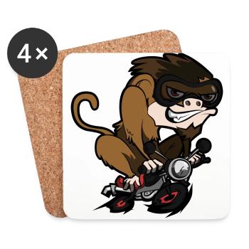 singe Rider - Dessous de verre (lot de 4) - blanc - Devant
