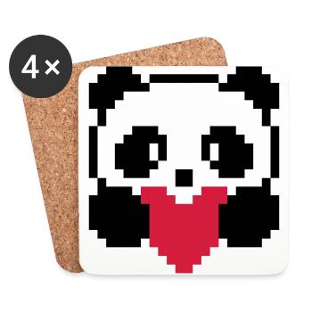 panda-coeur - Dessous de verre (lot de 4) - blanc - Devant