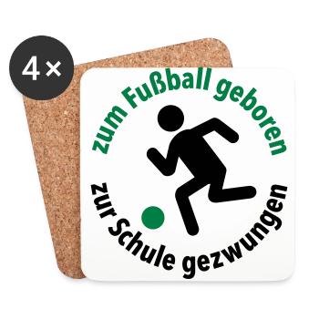 zum Fußball geboren, zur Schule gezwungen Torjäger - Untersetzer (4er-Set) - Weiß - Vorne
