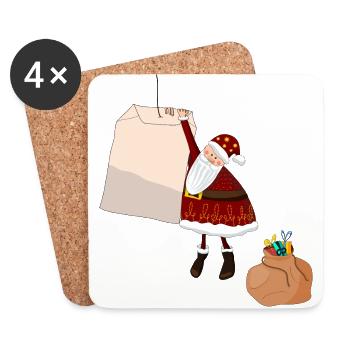 Il sachet de thé père noël - Dessous de verre (lot de 4) - blanc - Devant