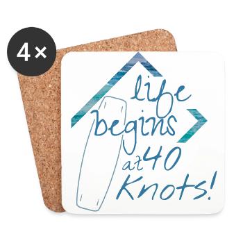 Life begins at 40 knots kitesurf - Coasters (set of 4) - white - Front