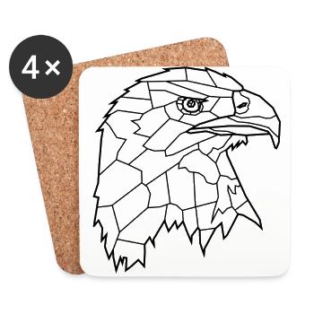 Adler Line Art - Untersetzer (4er-Set) - Weiß - Vorne