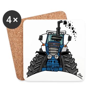 0538 tracteur bleu - Dessous de verre (lot de 4) - blanc - Devant