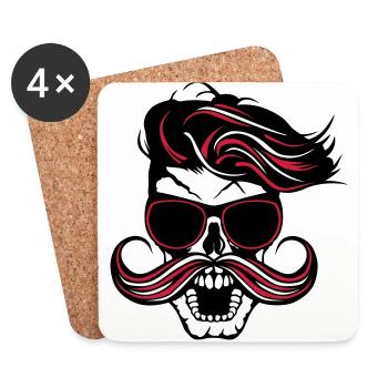 tete de mort hipster fantaisie punk coiffure moust - Untersetzer (4er-Set) - Weiß - Vorne