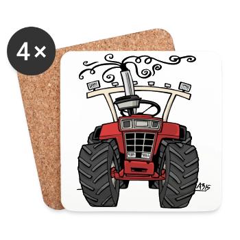 0143 red tractor 1255 - Coasters (set of 4) - white - Front