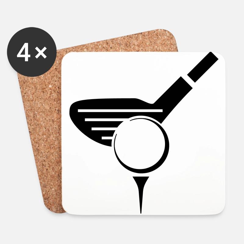 Golf - Golfball - Untersetzer (4er-Set) - Weiß