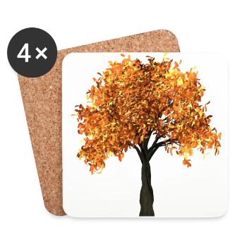 tree arbre blaetter automne branches isolée - Dessous de verre (lot de 4) - blanc - Devant