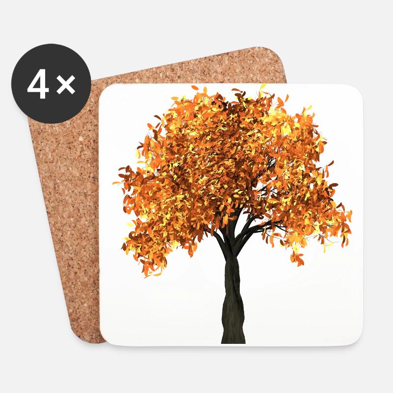 tree baum blaetter herbst niederlassungen isoliert - Untersetzer (4er-Set) - Weiß