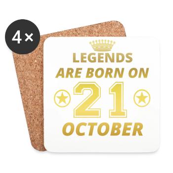 legends born birthday OCTOBER 21 - Coasters (set of 4) - white - Front