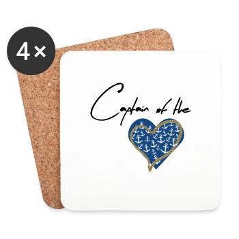 Herzenskapitän - Capitaine du cœur - Dessous de verre (lot de 4) - blanc - Devant