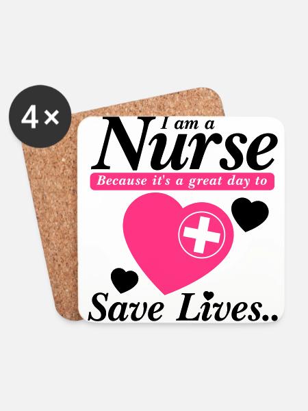 Krankenschwester Save Lives Black Pink - Untersetzer (4er-Set) - Weiß