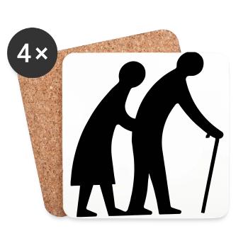 Old couple silhouette idée cadeau go - Dessous de verre (lot de 4) - blanc - Devant
