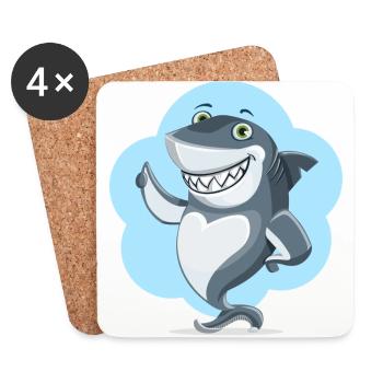requin drôle - Dessous de verre (lot de 4) - blanc - Devant