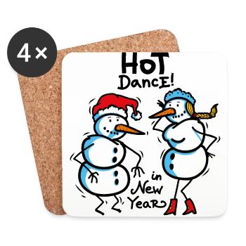 Dancing snowmen - Coasters (set of 4) - white - Front