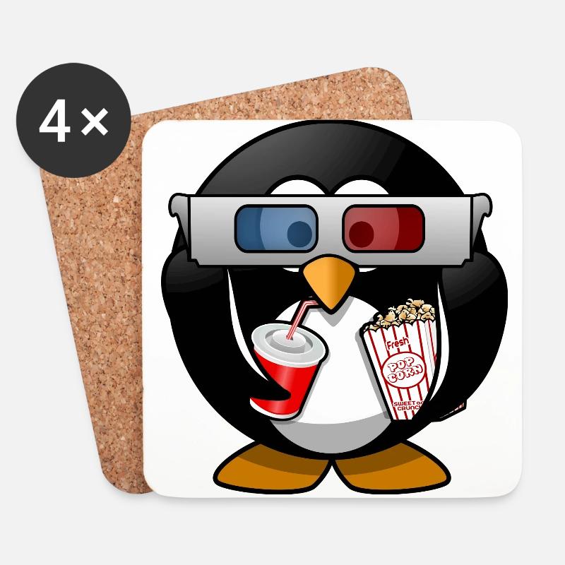 Kino Pinguin - Untersetzer (4er-Set) - Weiß