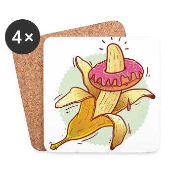 Banana Donut - Dessous de verre (lot de 4) - blanc - Devant