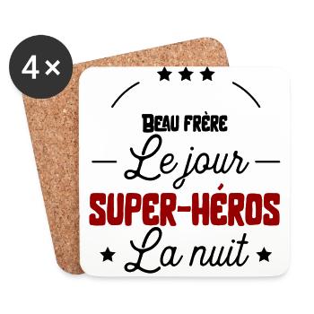 Super héros Beau frère cadeau - Dessous de verre (lot de 4) - blanc - Devant