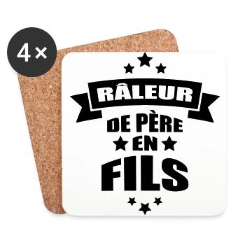 râleur de père en fils - Dessous de verre (lot de 4) - blanc - Devant