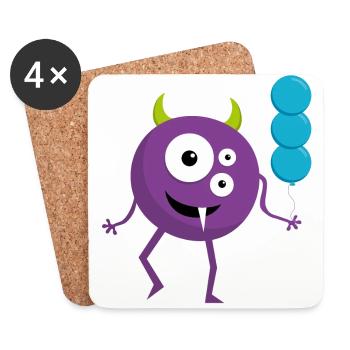 Fun Monster with Balloons - Coasters (set of 4) - white - Front