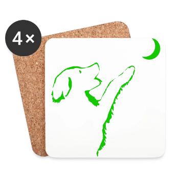 Dog looks at moon - Coasters (set of 4) - white - Front