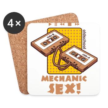 Mechanic sex, two cassettes are wound up. - Coasters (set of 4) - white - Front