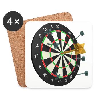 Golden dart in center of target - Coasters (set of 4) - white - Front