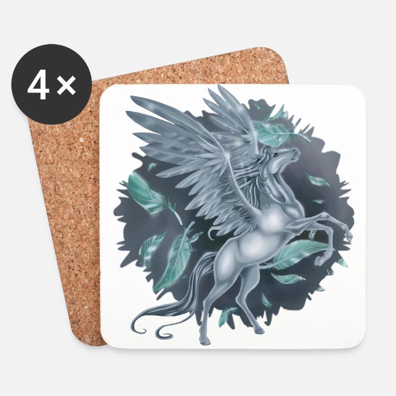 Pegasus mit „Stain“ Hintergrund - Untersetzer (4er-Set) - Weiß