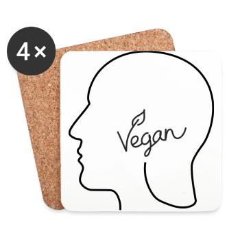végétalien Head - Dessous de verre (lot de 4) - blanc - Devant