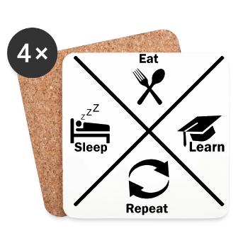 Lernen learn schlafen pauken Geschenkidee - Untersetzer (4er-Set) - Weiß - Vorne