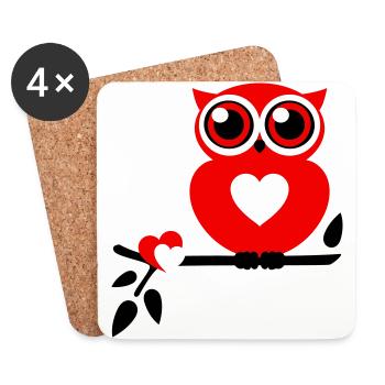Owl Love - Coasters (set of 4) - white - Front