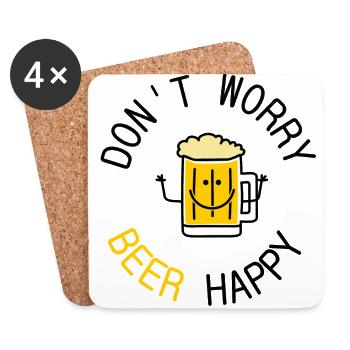 dont worry beer happy - Coasters (set of 4) - white - Front