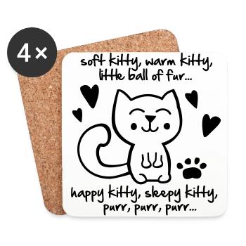soft kitty, warm kitty, little ball of fur... - Coasters (set of 4) - white - Front