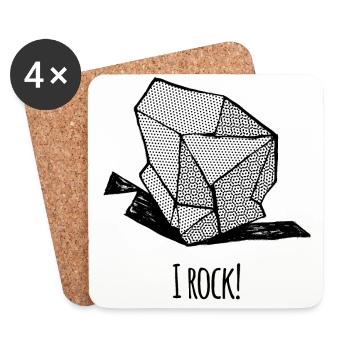 I ROCK No 1 bw - Coasters (set of 4) - white - Front
