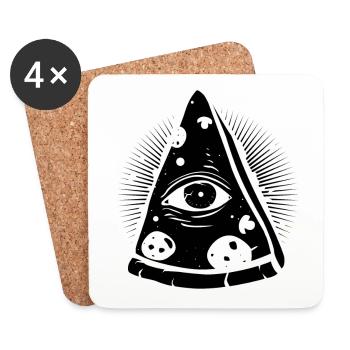 PIZZA ILLUMINATI | FUNNY PYRAMID DESIGN IDEA - Coasters (set of 4) - white - Front
