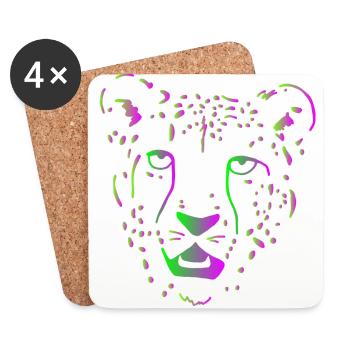 Cheetah big cat Africa - Coasters (set of 4) - white - Front