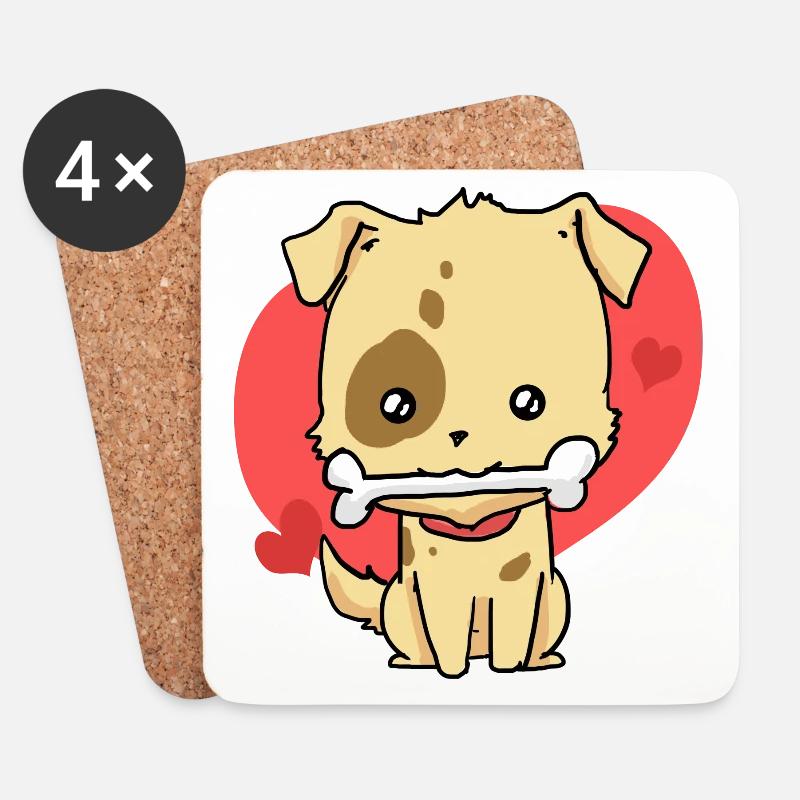 Hund - Untersetzer (4er-Set) - Weiß