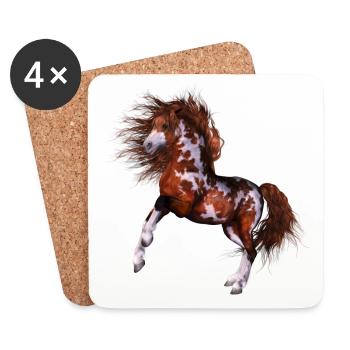 Cheval maternelle - Dessous de verre (lot de 4) - blanc - Devant